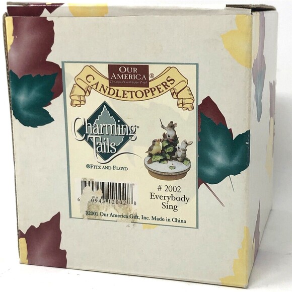 Fitz and Floyd Charming Tails Candletoppers #2002 Everybody Sing w/ Original Box - Picture 12 of 13